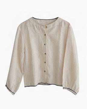 Mogra Ivory Organic Kala Cotton Blouse with Balloon Sleeves - Blouse - Mizyana