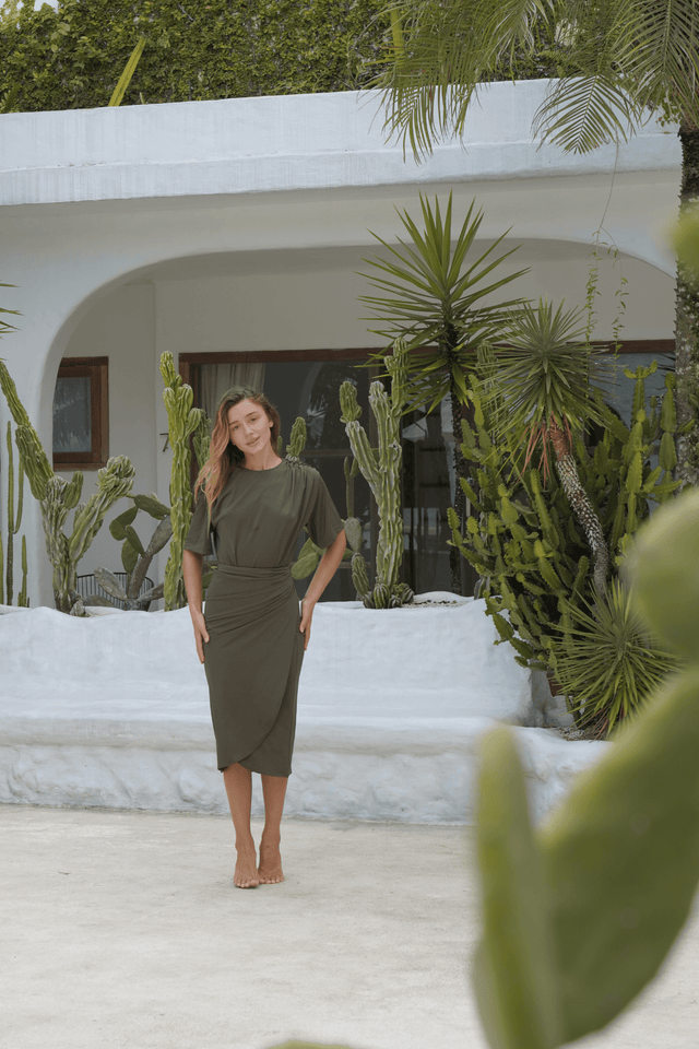 Mona Set with Ana Wrap Skirt - Military - Swim Set - Mizyana
