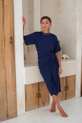 Mona Set with Ana Wrap Skirt - Navy - Swim Set - Mizyana