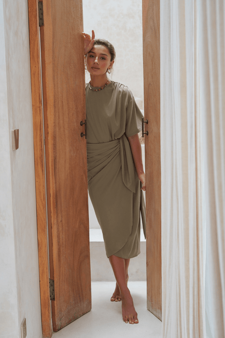 Mona Set with Ana Wrap Skirt - Olive - Swim Set - Mizyana