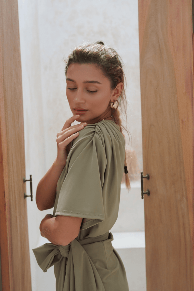 Mona Set with Ana Wrap Skirt - Olive - Swim Set - Mizyana