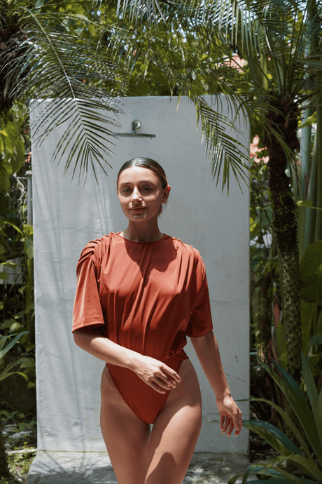 Mona Set with Tara Short Wrap Skirt - Clay - Swim Set - Mizyana