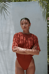 Mona Set with Tara Short Wrap Skirt - Clay - Swim Set - Mizyana