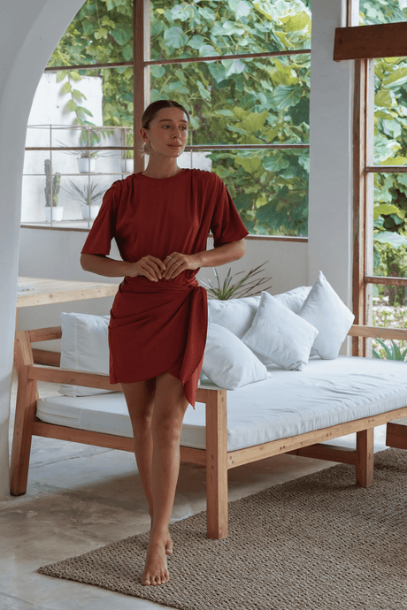 Mona Set with Tara Short Wrap Skirt - Clay - Swim Set - Mizyana