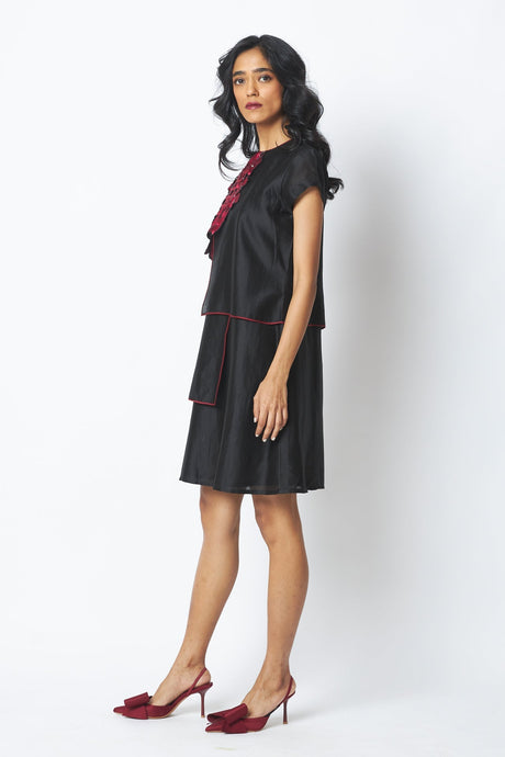 Monica - Shoulder Bib Ladder Dress - Dress - Mizyana