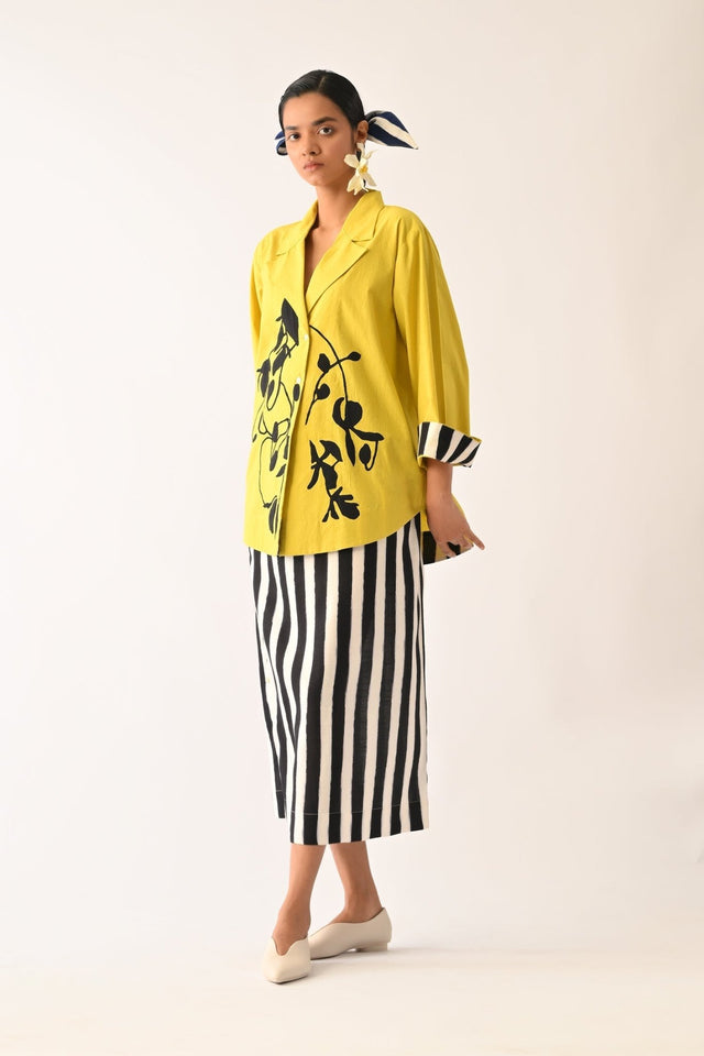 Mono Citrus Psyflora Appliqu√© Skirt Set - Two-Piece Set - Mizyana