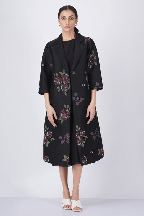 Multicolor rose printed quilted jacket - Jacket - Mizyana