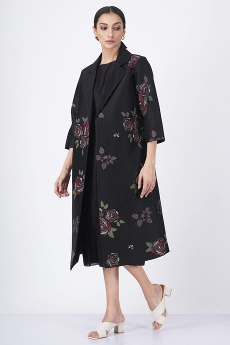 Multicolor rose printed quilted jacket - Jacket - Mizyana