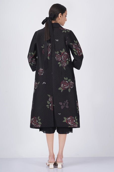 Multicolor rose printed quilted jacket - Jacket - Mizyana
