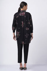 Multicolor rose printed shirt with fish embroidery with solid pant - Two-Piece Set - Mizyana