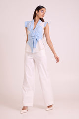 Murray - Applique Wrap Top + Pant Set - Two-Piece Set - Mizyana