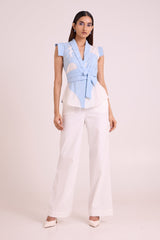 Murray - Applique Wrap Top + Pant Set - Two-Piece Set - Mizyana