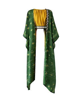 Naqsh Green Cape & Dress Kaftan Set - Kaftan - Mizyana