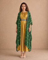 Naqsh Green Cape & Dress Kaftan Set - Kaftan - Mizyana