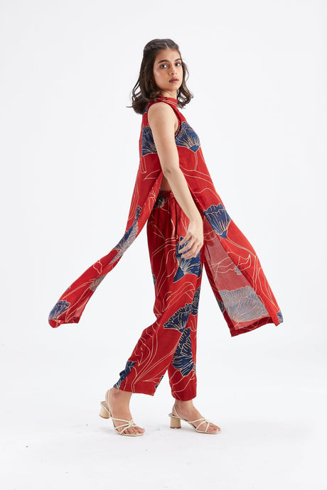 Nava Red kurta set - Two-Piece Set - Mizyana