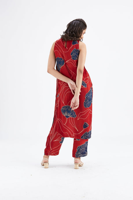 Nava Red kurta set - Two-Piece Set - Mizyana