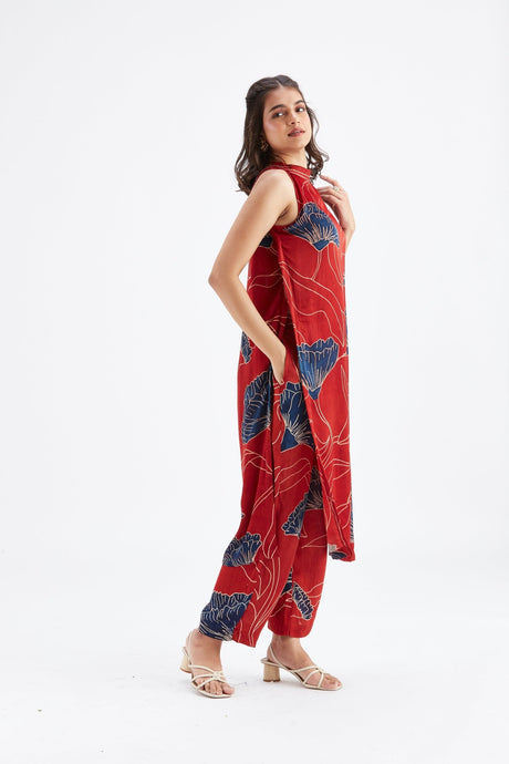 Nava Red kurta set - Two-Piece Set - Mizyana