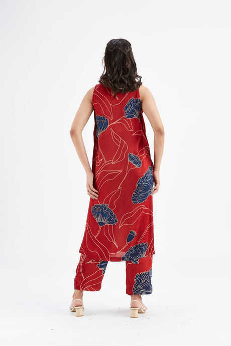 Nava Red kurta set - Two-Piece Set - Mizyana
