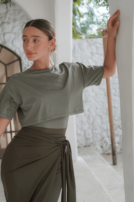 Naya swim set with Elina 2.0 skirt - Khaky / Military Green - Swim Set - Mizyana