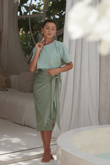Naya swim set with Elina 2.0 skirt - Lichen / Sage Shinny (Final Sale) - Swim Set - Mizyana