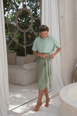 Naya swim set with Elina 2.0 skirt - Lichen / Sage Shinny (Final Sale) - Swim Set - Mizyana