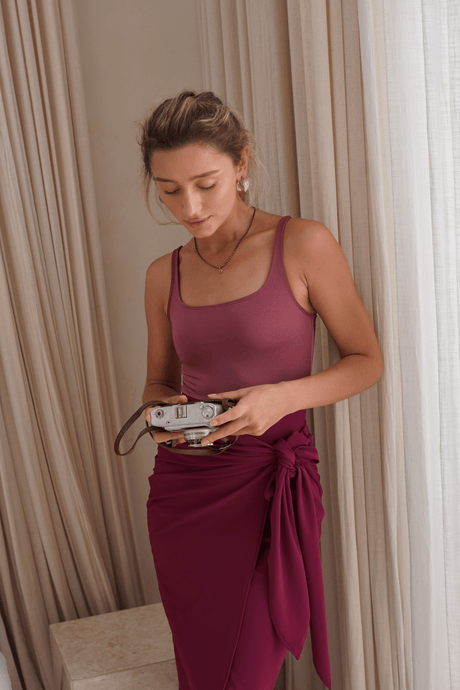 Naya swim set with Elina 2.0 skirt - Wild Ginger / Wine - Swim Set - Mizyana