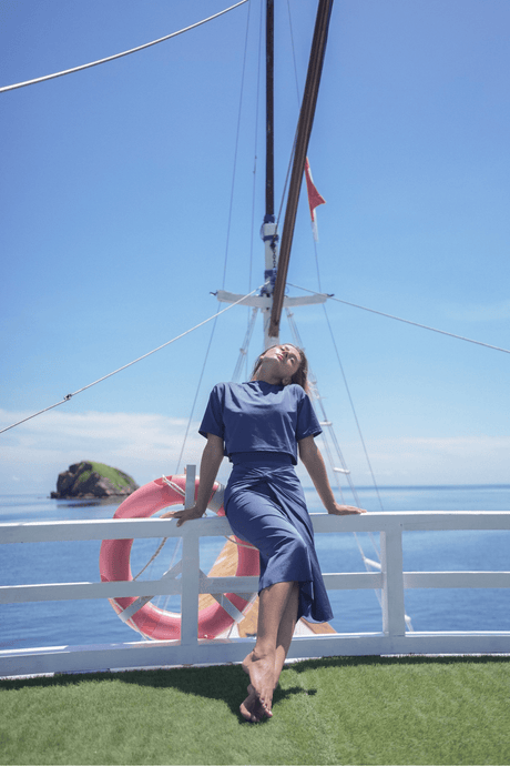 Naya swim set with Sofia Skirt - Navy/Navy Shinny - Swim Set - Mizyana