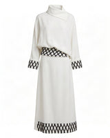 Neli Ivory Lattice Hem Linen Skirt - Skirt - Mizyana