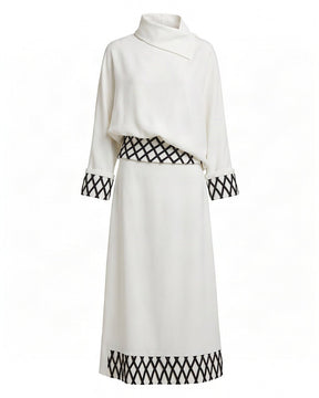 Neli Ivory Lattice Hem Linen Skirt - Skirt - Mizyana