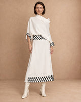 Neli Ivory Lattice Hem Linen Skirt - Skirt - Mizyana