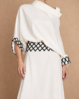 Neli Ivory Lattice Hem Linen Skirt - Skirt - Mizyana