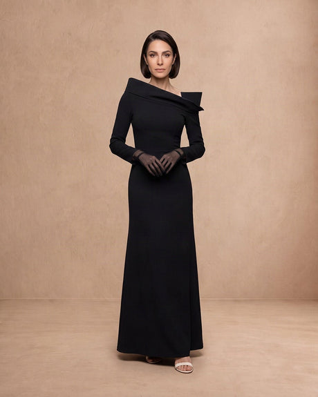 Nera Flexible Black Off-Shoulder Maxi Dress - Dress - Mizyana