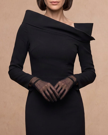 Nera Flexible Black Off-Shoulder Maxi Dress - Dress - Mizyana
