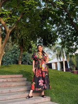 Nirvana Dress in Sol Garden print (Midnight Black) - Dress - Mizyana