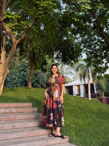 Nirvana Dress in Sol Garden print (Midnight Black) - Dress - Mizyana