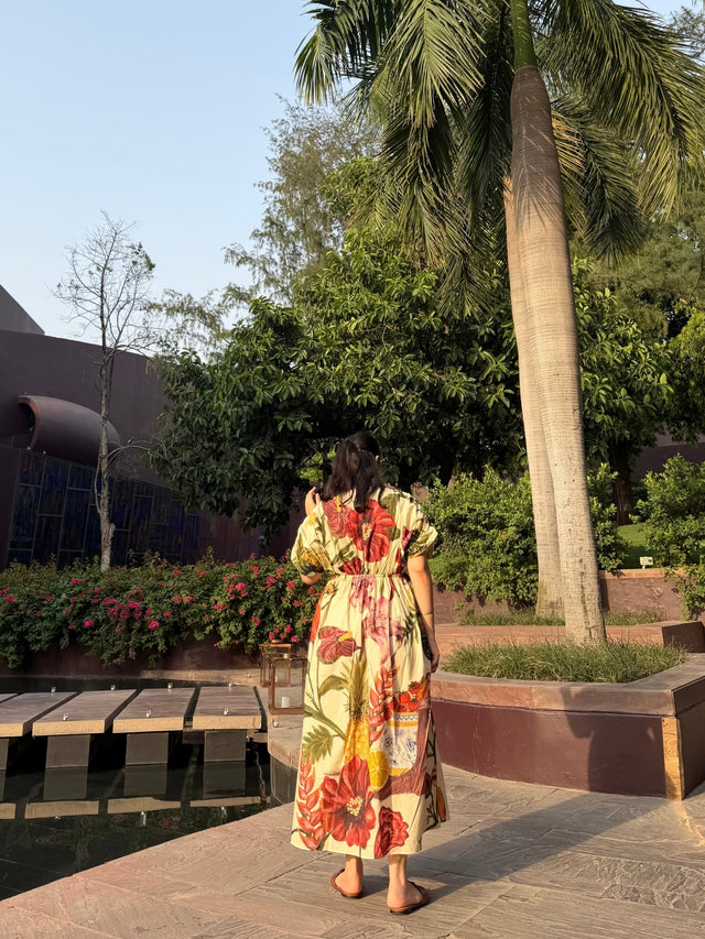 Nirvana Dress in Sol Garden print (Sandstone) - Dress - Mizyana