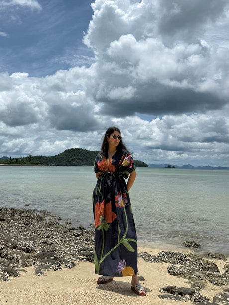 Nirvana Dress in Sorrento Bloom Print (Endless Blue) - Dress - Mizyana