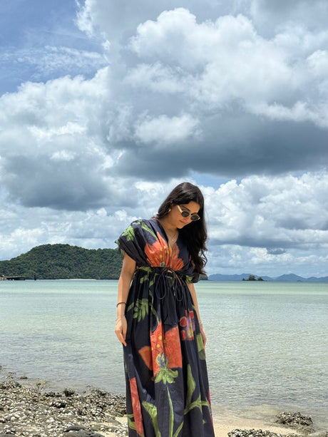 Nirvana Dress in Sorrento Bloom Print (Endless Blue) - Dress - Mizyana
