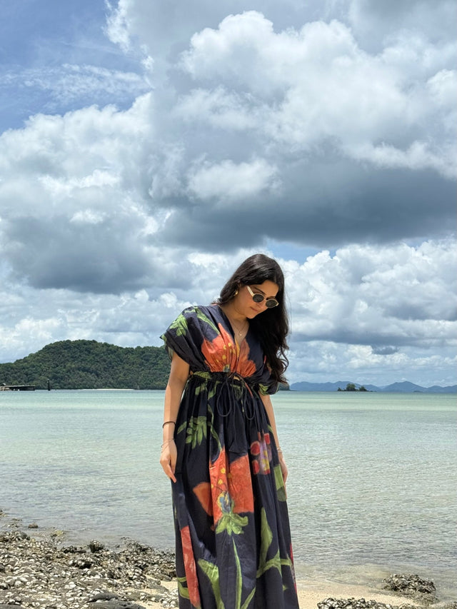 Nirvana Dress in Sorrento Bloom Print (Endless Blue) - Dress - Mizyana