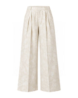 Noer Ivory Floral Print Wide-Leg Trousers - Trousers - Mizyana