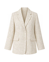 Noer Ivory Printed Double Buttoned Cotton Blazer - Blazer - Mizyana