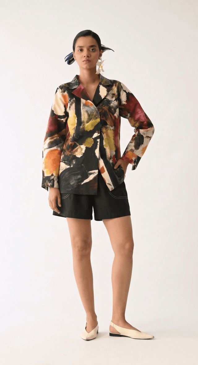 Noir Cuban Shirt Set - Two-Piece Set - Mizyana