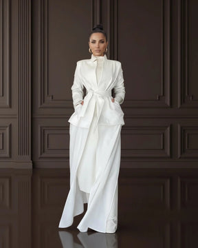 NOKITA WHITE LONG MODERN ABAYA - Abaya - Mizyana