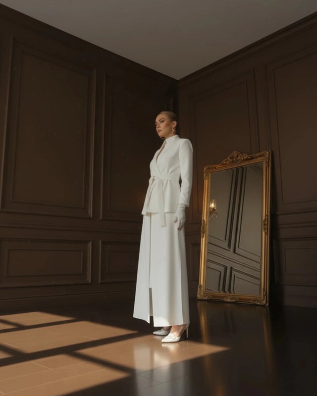 NOKITA WHITE LONG MODERN ABAYA - Abaya - Mizyana