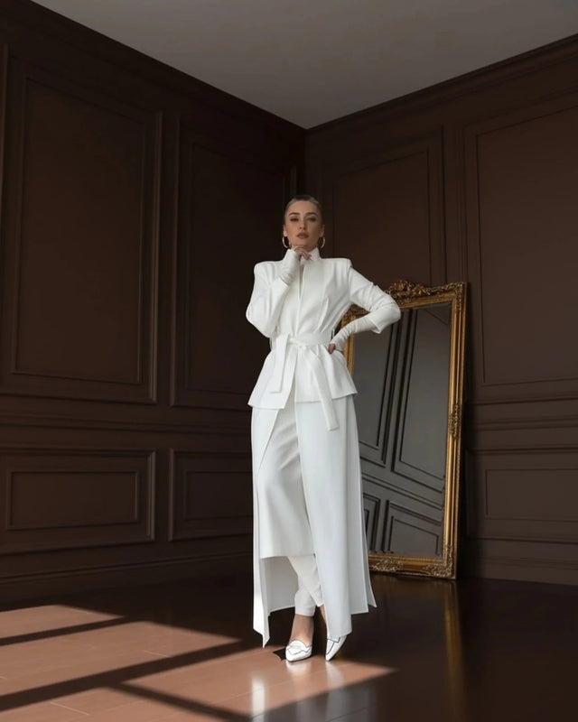 NOKITA WHITE LONG MODERN ABAYA - Abaya - Mizyana