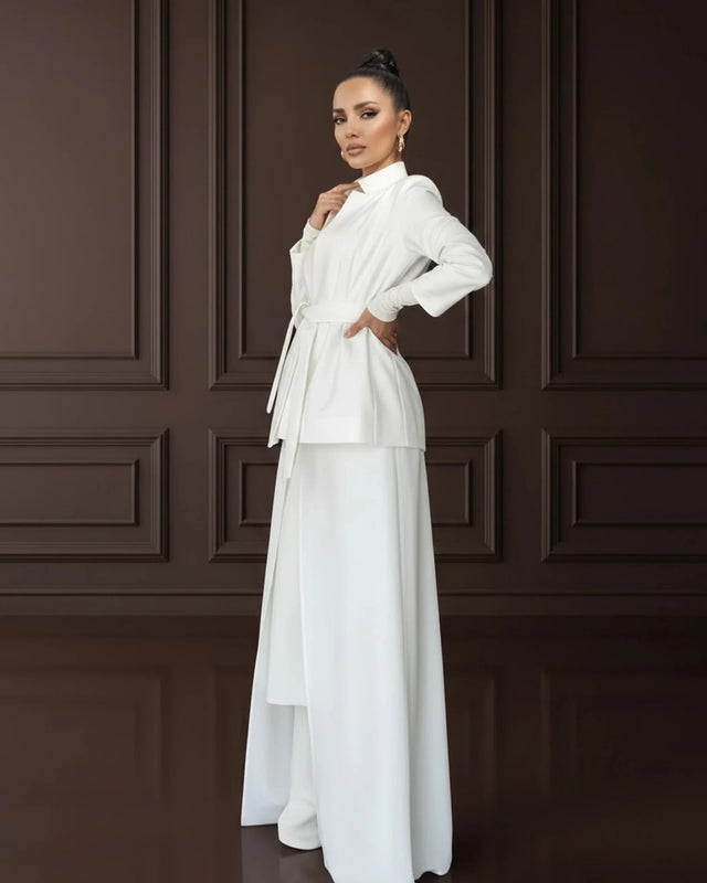 NOKITA WHITE LONG MODERN ABAYA - Abaya - Mizyana