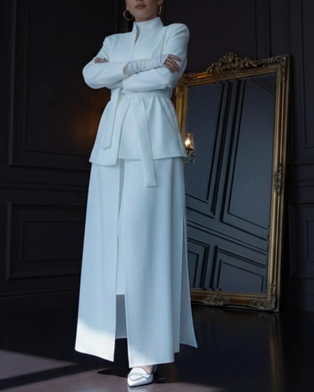NOKITA WHITE LONG MODERN ABAYA - Abaya - Mizyana