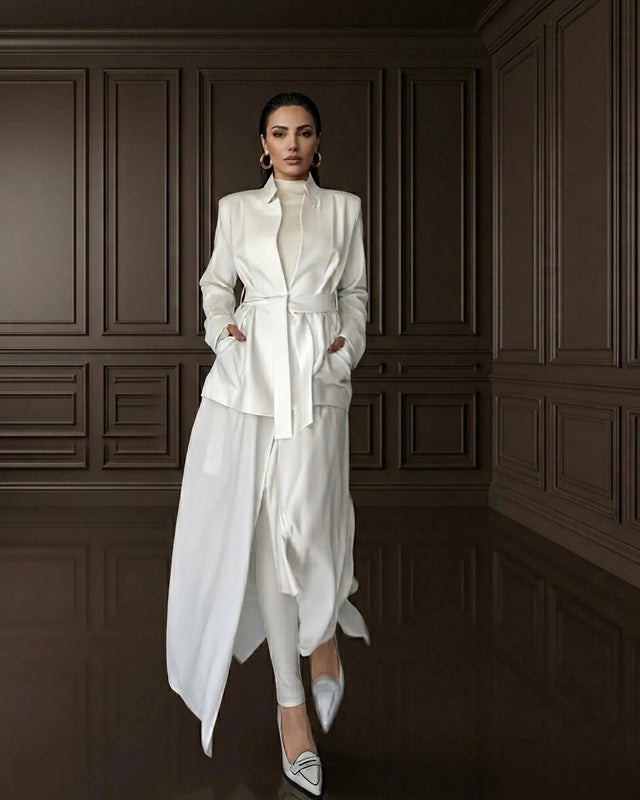 NOKITA WHITE LONG MODERN ABAYA - Abaya - Mizyana
