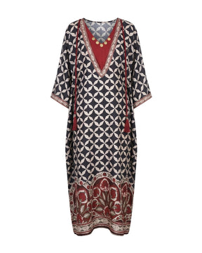 Noor Geometric Diamond Print Kaftan with Inner Dress - Kaftan - Mizyana