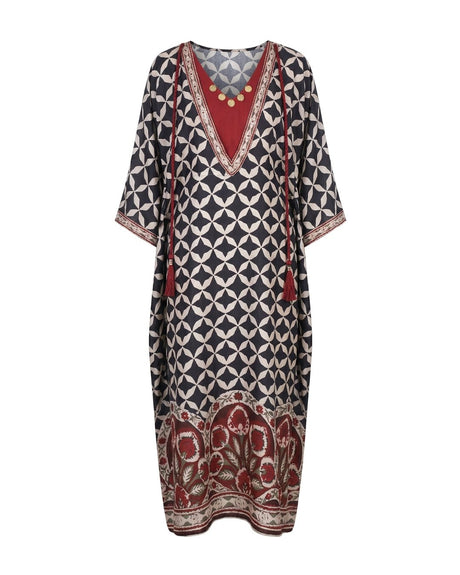 Noor Geometric Diamond Print Kaftan with Inner Dress - Kaftan - Mizyana